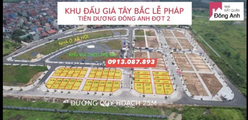 Bán nhanh đấu giá Tây Bắc Lễ Pháp, Tiên Dương, Đông Anh mặt đường 25m chạy thẳng ra Ql3