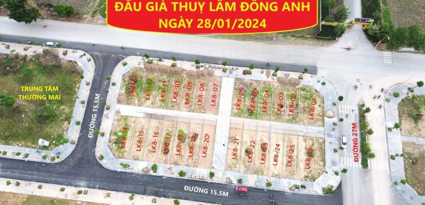 Chuyển nhượng lô đấu giá áp góc xẻ khe đất đấu giá mặt đường liên xã Thuỵ Lâm, Đông Anh. Diện tích 80m (5mx16m )